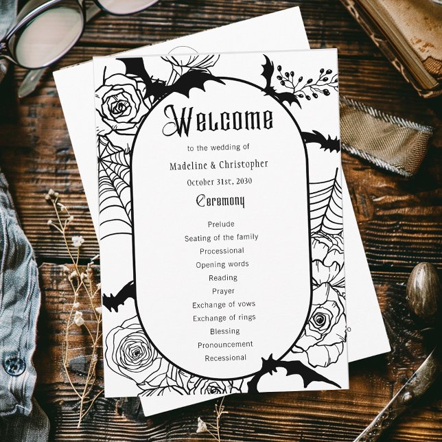 Elegante programa de Boda Gótica Floral (Subido por el creador)