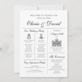 Elegante programa de boda infográfica única y mode