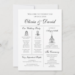 Elegante programa de boda infográfica única y mode