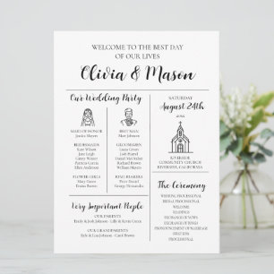 Elegante programa de boda infográfica única y mode