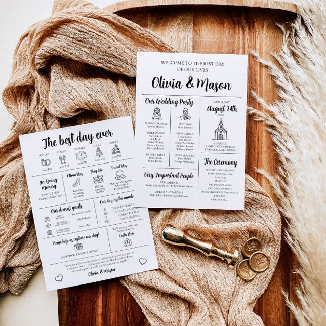 Elegante programa de boda infográfica única y mode (Subido por el creador)