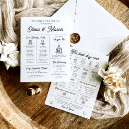 Elegante programa de boda infográfica única y mode