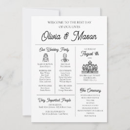 Elegante programa de boda infográfica única y mode