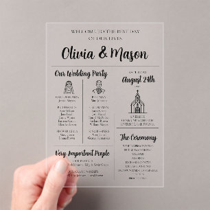 Elegante programa de boda infográfica única y mode