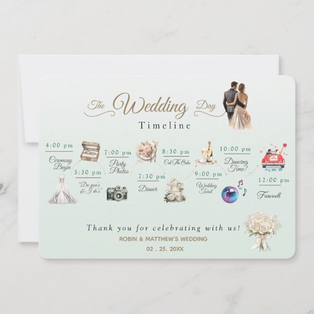 Elegante Programa de Boda Mínima (Anverso)