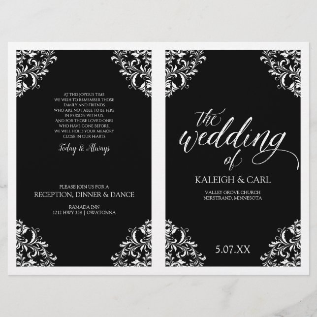 Elegante Programa de Boda - Nadine (Negro)2 (Anverso)