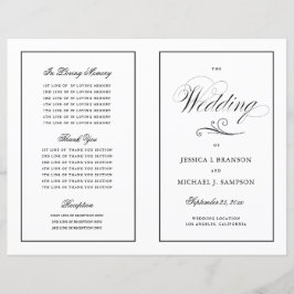 Elegante Programa de Boda Plegable con Borde Negro