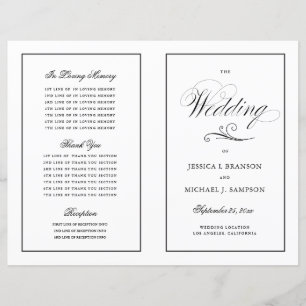 Elegante Programa de Boda Plegable con Borde Negro