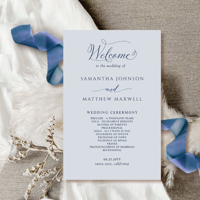 Elegante programa de bodas azul y plata de la Mari (Subido por el creador)