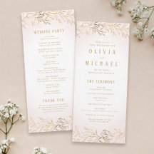 Elegante programa de bodas botánicas de oro ruidos