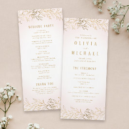 Elegante programa de bodas botánicas de oro ruidos