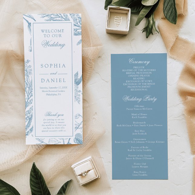 Elegante programa de bodas botánicas vintage (Subido por el creador)