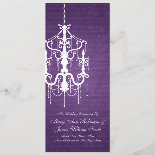 Elegante Programa de Bodas Candelabro Púrpura (Anverso)