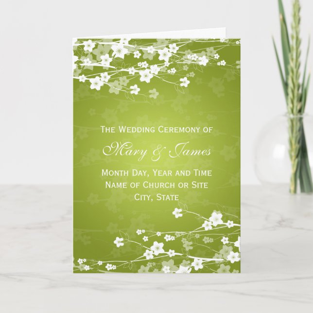 Elegante Programa de Bodas Cherry Blossom Lime Gre (Anverso)