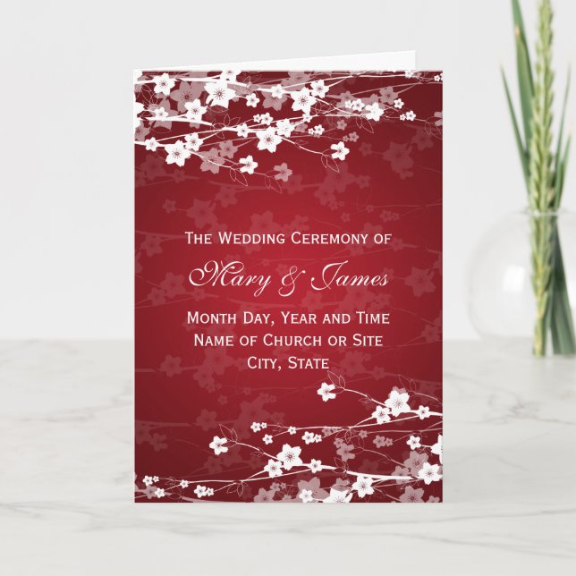 Elegante Programa de Bodas Cherry Blossom Red (Anverso)