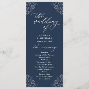 Elegante programa de bodas clásicas de la Marina A