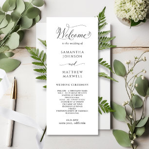 Elegante programa de bodas con caligrafía hermosa