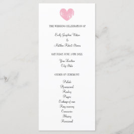 Elegante programa de bodas con corazón rústico ros