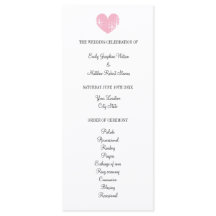 Elegante programa de bodas con corazón rústico ros