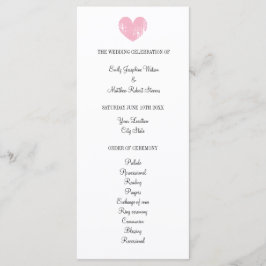 Elegante programa de bodas con corazón rústico ros