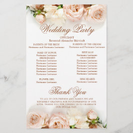 Elegante programa de bodas con flores para Rosas b