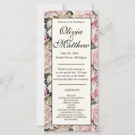 Elegante programa de bodas de acuarela rosa