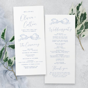 Elegante programa de bodas de barro con manga azul