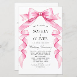 Elegante programa de bodas de barro con mano rosa