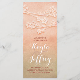 Elegante programa de bodas de color azul rosa
