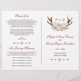 Elegante programa de bodas de flores blancas