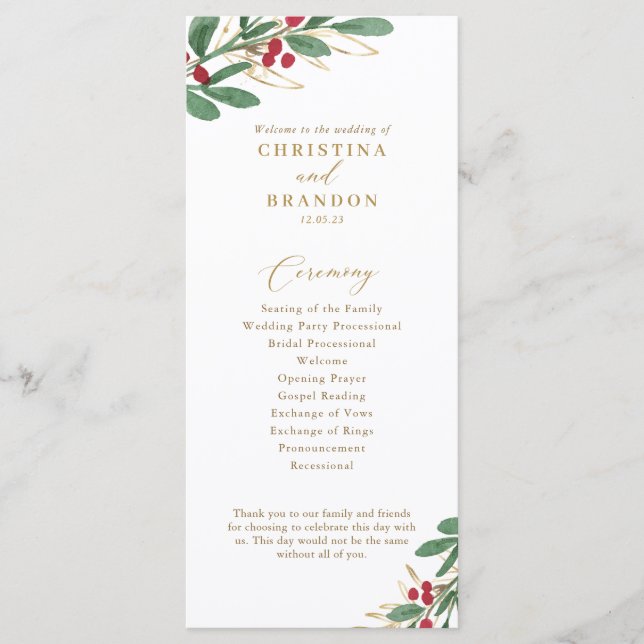 Elegante programa de Bodas de Invierno (Anverso)