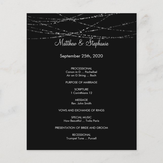 elegante programa de bodas de invierno Volante de  (Anverso)