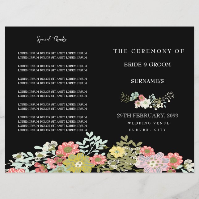 Elegante programa de bodas de jardín floral por la (Anverso)