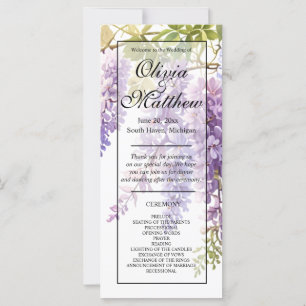 Elegante programa de bodas de la glicinia morada