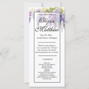 Elegante programa de bodas de la glicinia morada