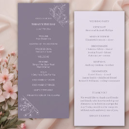Elegante programa de bodas de lavanda floral