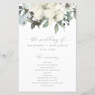 Elegante programa de bodas de marfil-salvia floral