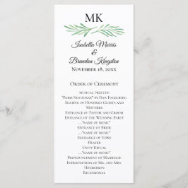 Elegante programa de bodas de monograma