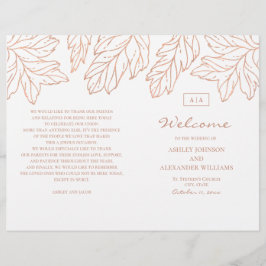 Elegante programa de bodas de oro doblado. Azul bo