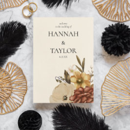 Elegante programa de bodas de otoño con flores