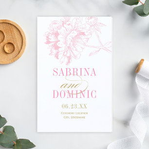 Elegante programa de bodas de peones con flores de