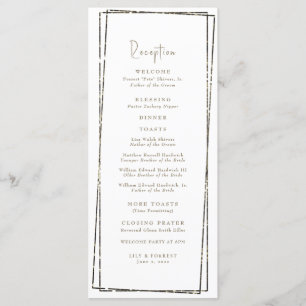 Elegante programa de bodas de recepción de oro geo