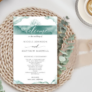 Elegante programa de bodas de sabio plateado