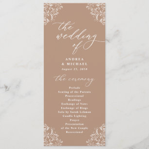 Elegante programa de bodas de taupe beige