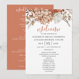 Elegante programa de bodas de terracota floral