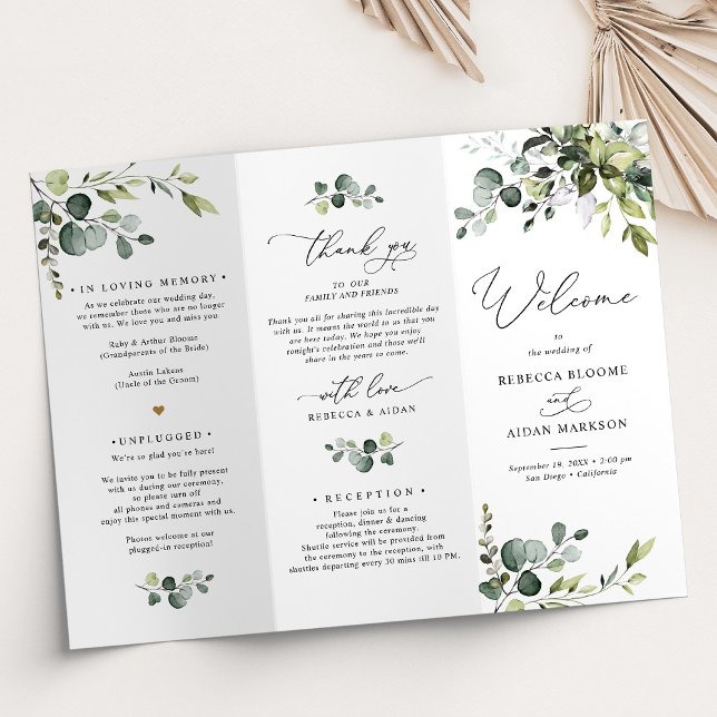 Elegante programa de bodas de vegetación triple-do (Subido por el creador)
