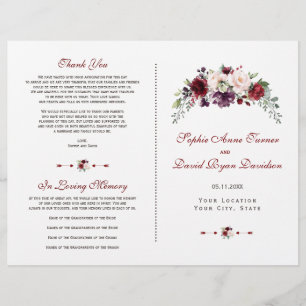 Elegante programa de bodas florales de Rubor en Bo