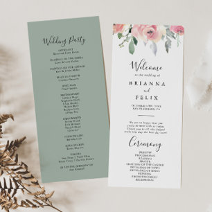 Elegante programa de bodas florales de Rubor rosa