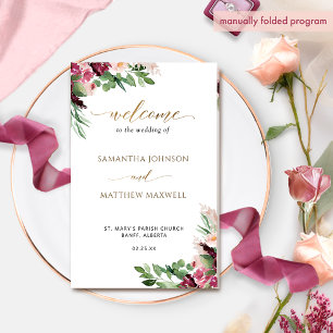 Elegante programa de bodas florales rosadas de Rub