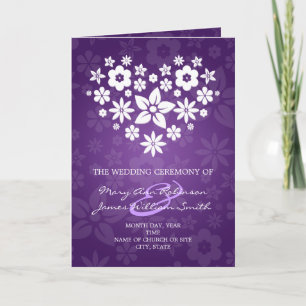 Elegante Programa de Bodas Flores Corazón Púrpura